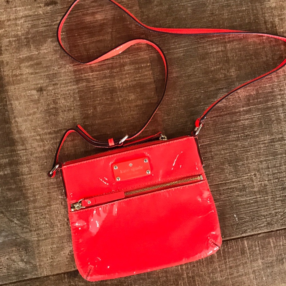 Kate Spade neon orange crossbody purse VGUC